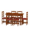 Mesa Com 6 Cadeiras Estofadas Madeira Maciça Mel Vermelho Pérola Nemargi - 2