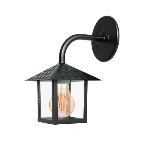 Arandela Colonial Nina Quadrada Vidro Liso Preto - Blumenau