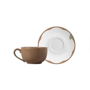 Conjunto 6 Xícaras de Chá com Pires Coup Oliveira 250ml