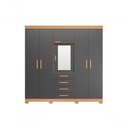 Ver imagem 4 de Guarda Roupa Casal Virtus 6 Portas de Bater 4 Gavetas MDP Freijó Titanium Albatroz