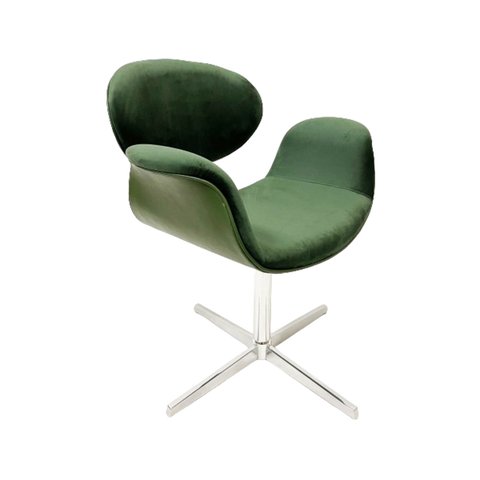 Cadeira Tulipa Verde Estofada com Braço Base Giratória em Alumínio Poltronas do Sul Gilda