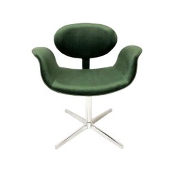 Cadeira Tulipa Verde Estofada com Braço Base Giratória em Alumínio Poltronas do Sul Gilda - 4
