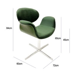 Cadeira Tulipa Verde Estofada com Braço Base Giratória em Alumínio Poltronas do Sul Gilda - 5