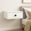 Ver imagem 1 de Kit 2 Mesas de Cabeceira Suspensas 40cm com Gaveta MDF 15mm Branco Já Montadas