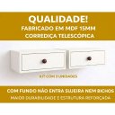 Ver imagem 3 de Kit 2 Mesas de Cabeceira Suspensas 40cm com Gaveta MDF 15mm Branco Já Montadas