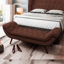 Ver imagem 3 de Kit Cabeceira Cama Box Casal 195 Cm Madrid com Puff Recamier Santorini Veludo Marrom - Lyam Decor