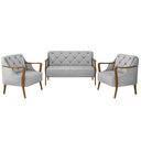 Ver imagem 1 de Conjunto Decorativo 2 Poltronas e 1 Namoradeira 2 Lugares Hand Veludo Cinza - Gran Belo