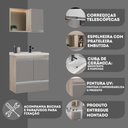 Ver imagem 6 de Kit Gabinete Banheiro Fox 60cm Madeirado/cinza (gabinete + Cuba + Espelheira)