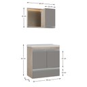 Ver imagem 3 de Kit Gabinete Banheiro Fox 60cm Madeirado/cinza (gabinete + Cuba + Espelheira)