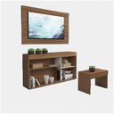 Ver imagem 1 de Rack Com Painel Para Tv 55 Polegadas E Mesa Sevilha Multi Móveis Nogueira/branco