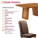 Ver imagem 3 de Conjunto de Jantar Carolina 6 Lugares Tampo MDF com Cadeiras Lorena Veludo Marrom 180cm Moderna