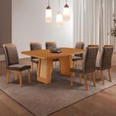 Ver imagem 1 de Conjunto de Jantar Carolina 6 Lugares Tampo MDF com Cadeiras Lorena Veludo Marrom 180cm Moderna