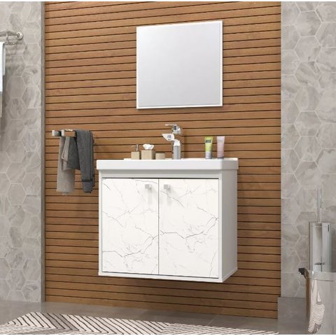 Gabinete Armario para Banheiro Bergamo 51cm com Cuba