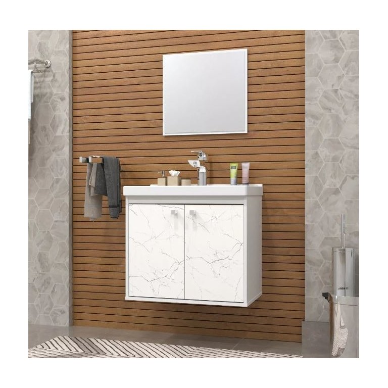 Gabinete Armario para Banheiro Bergamo 51cm com Cuba