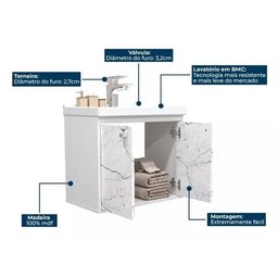 Gabinete Armario para Banheiro Bergamo 51cm com Cuba - 4