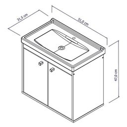 Gabinete Armario para Banheiro Bergamo 51cm com Cuba - 6