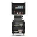 Ver imagem 3 de Kit de Cozinha 2 Peças com Balcão Micro-Ondas e Armário Aéreo 2 Portas Preto – EJ Móveis