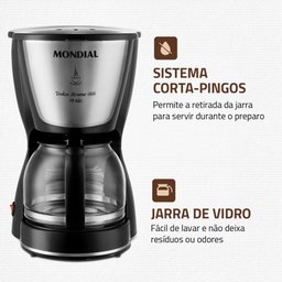 Cafeteira Elétrica Mondial Dolce Arome 550w C-30-18x Preto/inox 220 V - 3