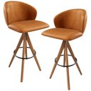 Ver imagem 2 de Kit 02 Banquetas Alta Bar Cozinha Sala de Jantar Bar Mia L02 Couríssimo Canela - Lyam Decor