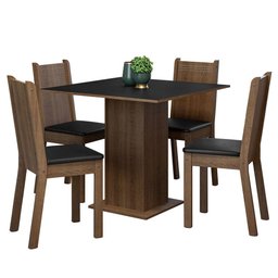 Conjunto Sala de Jantar Mesa Tampo de Madeira 4 Cadeiras Rustic/preto Samara Madesa - 2