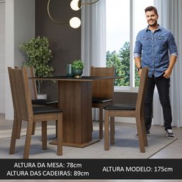 Conjunto Sala de Jantar Mesa Tampo de Madeira 4 Cadeiras Rustic/preto Samara Madesa - 5