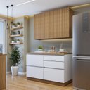 Ver imagem 1 de Cozinha Completa Modulada 2 Peças 3 Portas 4 Gavetas com Rodapé Norten Verde/Branco/Nature