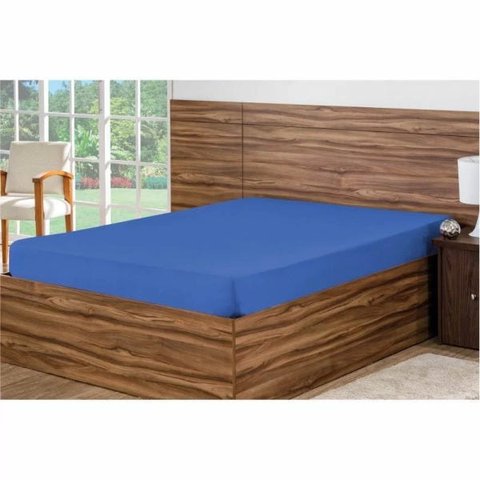 Lençol Avulso 01 Peça Casal Padrão com Elastico Vapt-Vupt Azul - Bordados Ricardo