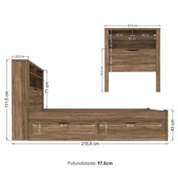 Cama De Solteiro Invicta 2 Gavetas Santos Andira - 3 Cama De Solteiro Invicta 2 Gavetas Santos Andira - 3