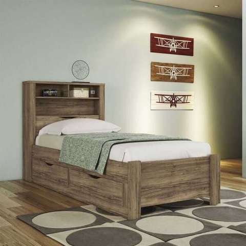 Cama De Solteiro Invicta 2 Gavetas Santos Andira