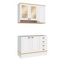 Ver imagem 1 de Cozinha Compacta Aspen 5 Portas 4 Gavetas com Vidro CA08ST Branco/Cinamomo - Fellicci