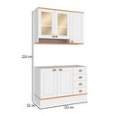Ver imagem 2 de Cozinha Compacta Aspen 5 Portas 4 Gavetas com Vidro CA08ST Branco/Cinamomo - Fellicci
