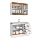 Ver imagem 4 de Cozinha Compacta Aspen 5 Portas 4 Gavetas com Vidro CA08ST Branco/Cinamomo - Fellicci