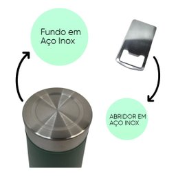 Copo Térmico de 500ML Inox C/ Tampa P/ Cerveja - Verde - 3