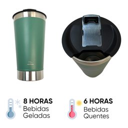 Copo Térmico de 500ML Inox C/ Tampa P/ Cerveja - Verde - 4