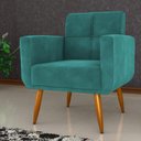 Ver imagem 3 de Conjunto de Poltrona e Puff Decorativos Miller Veludo Verde Menta