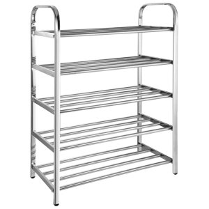 Sapateira Prateleira Inox 5 Andares Tenis Sapato Sandalia Calçado Organizaçao Hall de Entrada Estant