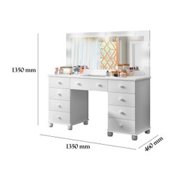 Penteadeira com Luz de Led no Espelho 9 Gavetas Camarim Espaçosa para Maquiagem em Mdf - 6
