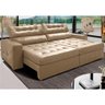 Sofá de Couro Legítimo Retrátil Automático 2,35m Cama Inbox Gran Vitaly softgel d40 Bege - 1
