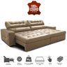 Sofá de Couro Legítimo Retrátil Automático 2,35m Cama Inbox Gran Vitaly softgel d40 Bege - 3