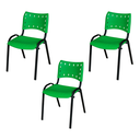 Ver imagem 1 de Kit 3 Cadeira Iso Tubo Oblongo Aço Industrial Empilhavel - Verde