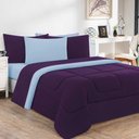 Ver imagem 1 de Kit Edredom + Jogo de Lençol Malha 100% Algodão Gran Moratta 6 Peças Queen - Roxo -azul Bebê