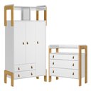 Ver imagem 1 de 4410 - Comoda 3gav C/nicho Fantasia Branco Acetinado (4410.3) + 4375 - G. Roupa 3pts/2gv C/nicho