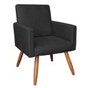 Ver imagem 2 de Kit 2 Poltronas e Namoradeira Nina Veludo Preto Pés Palito Castanho - Slk Decor