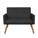 Ver imagem 6 de Kit 2 Poltronas e Namoradeira Nina Veludo Preto Pés Palito Castanho - Slk Decor