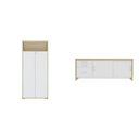 Ver imagem 2 de Kit 2 Peças com Balcão Organizador e Armário Multiuso 2 Portas Marrom/Carvalho/Branco Artany