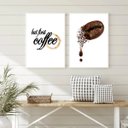 Ver imagem 2 de Kit 2 Quadros Minimalistas Café - First Coffee 24x18cm:moldura Branca