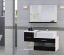 Ver imagem 1 de Kit Gabinete Mdf para Banheiro com Cuba e Espelheira 65cm:branco/preto