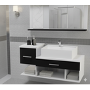 Ver imagem 3 de Kit Gabinete Mdf para Banheiro com Cuba e Espelheira 65cm:branco/preto