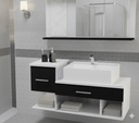 Ver imagem 3 de Kit Gabinete Mdf para Banheiro com Cuba e Espelheira 65cm:branco/preto