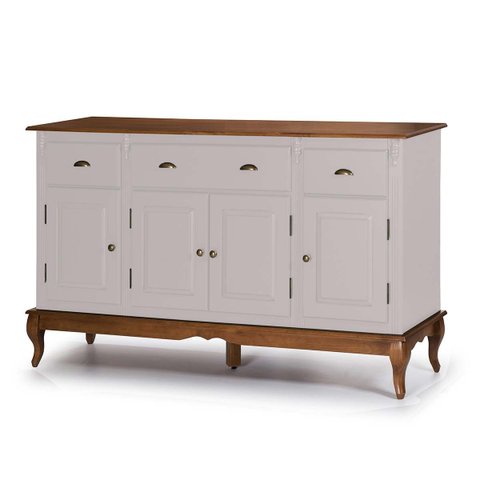 Balcão Buffet 4 Portas 3 Gavetas 60805 Hannover Linz Móveis - Off White/imbuia Glazer